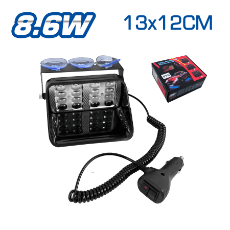 LUZ LED POLICIAL MX2 8.6W 12V 13X12CM ROJO/AZUL C/SWITCH