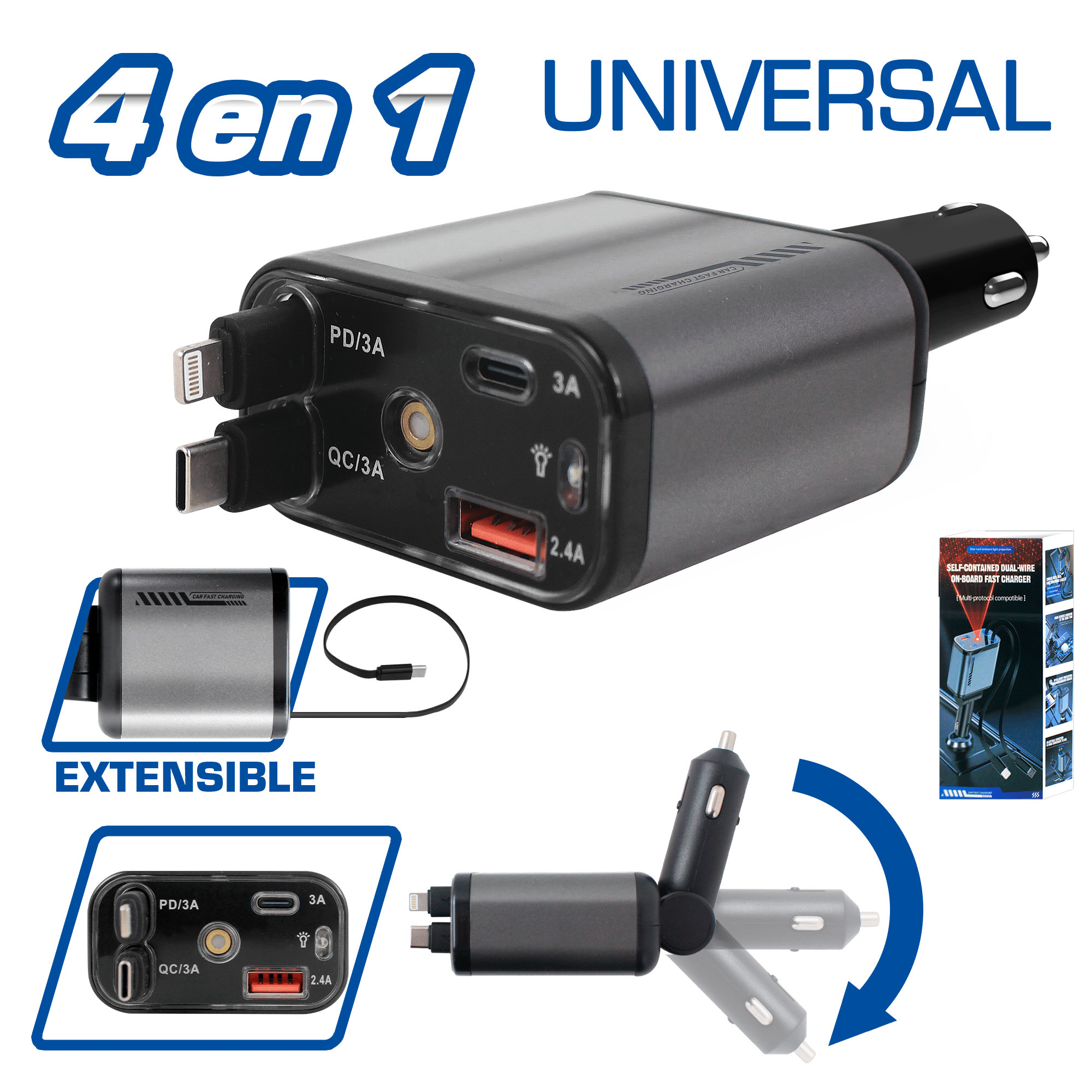 CARGADOR USB PARA AUTO CONEX:CIGARRERA