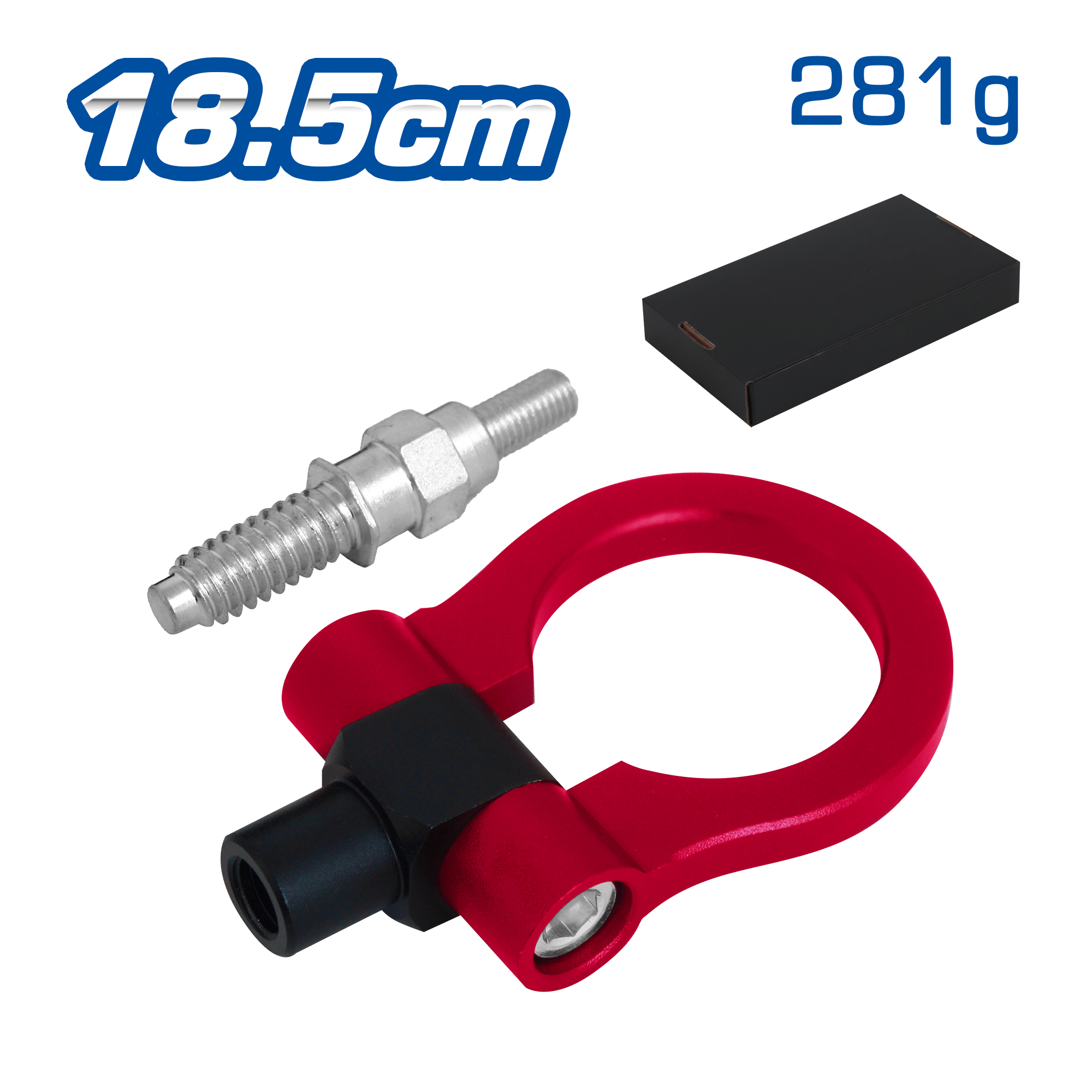 GANCHO REMOLQUE DEPORTIVO ANILLO 18.5CM 281G ROJO