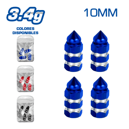 TAPA DE VALVULA DEPOR 10MM 3.4G 4PCS/BOLSA -COLORES