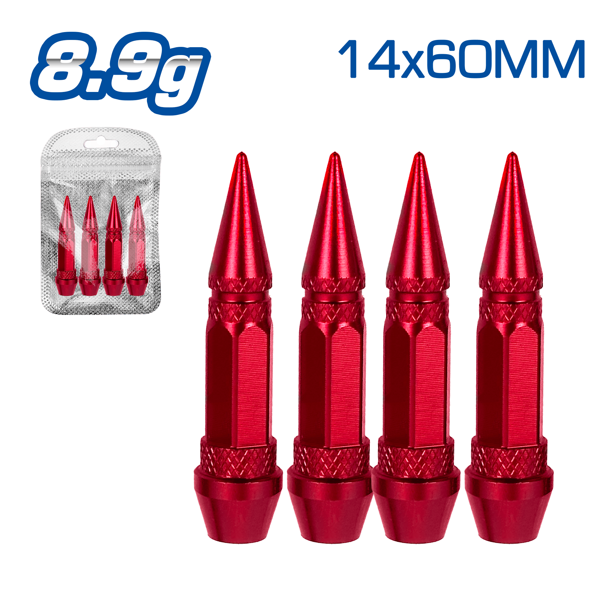 TAPA DE VALVULA DEPOR 14X60MM 8.9G 4PCS/BOLSA -ROJO