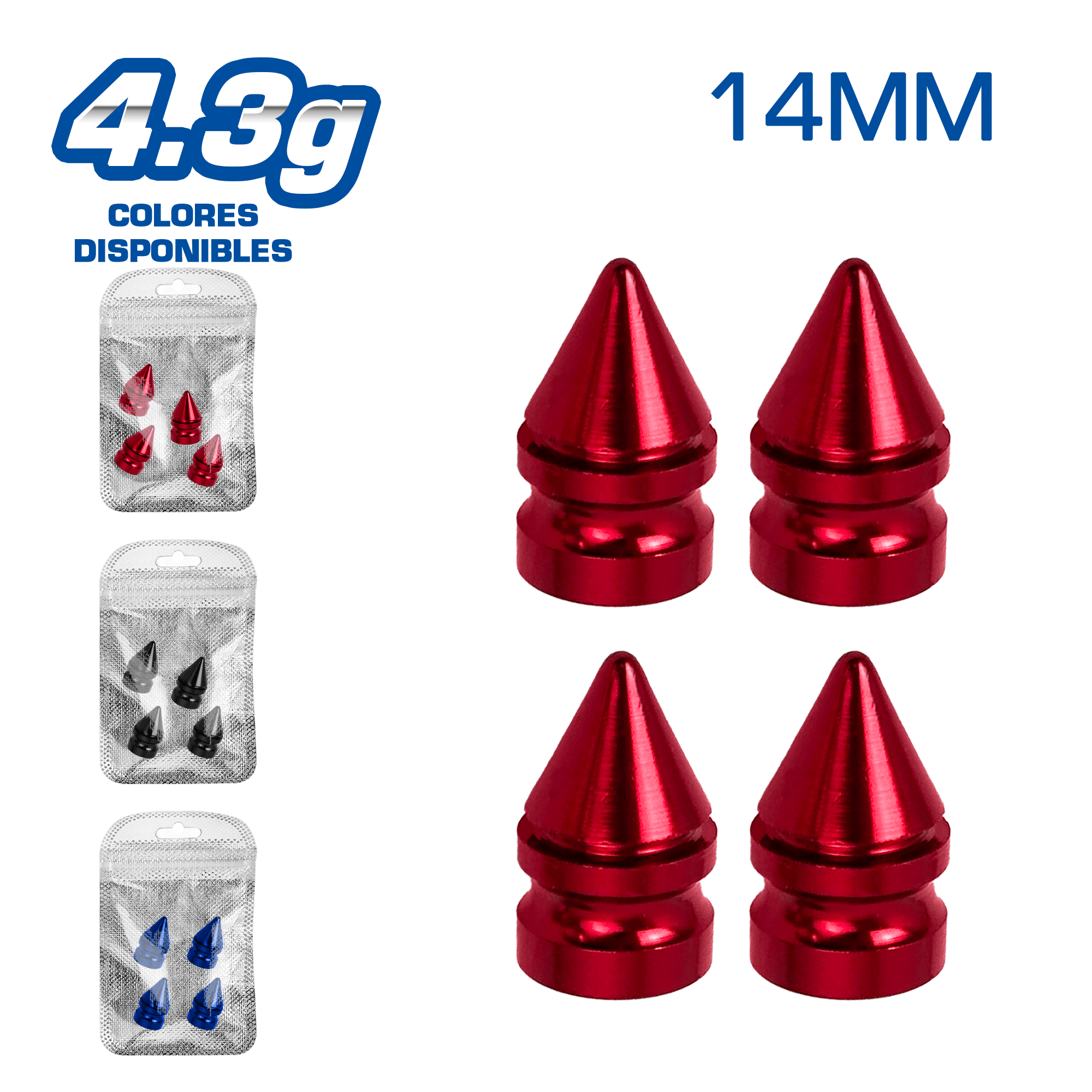 TAPA DE VALVULA DEPOR 14MM 4.35G 4PCS/BOLSA -COLORES