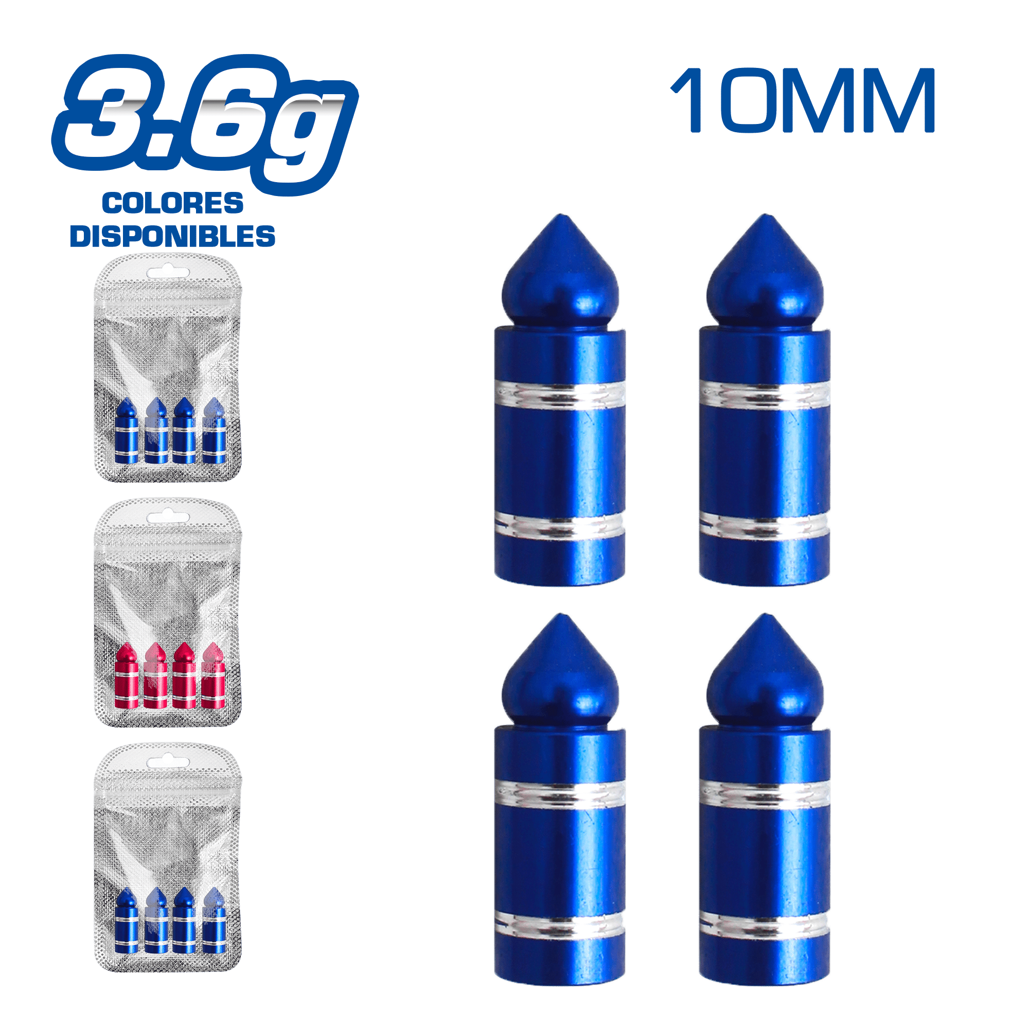 TAPA DE VALVULA DEPOR 10MM 3.65G 4PCS/BOLSA -COLORES