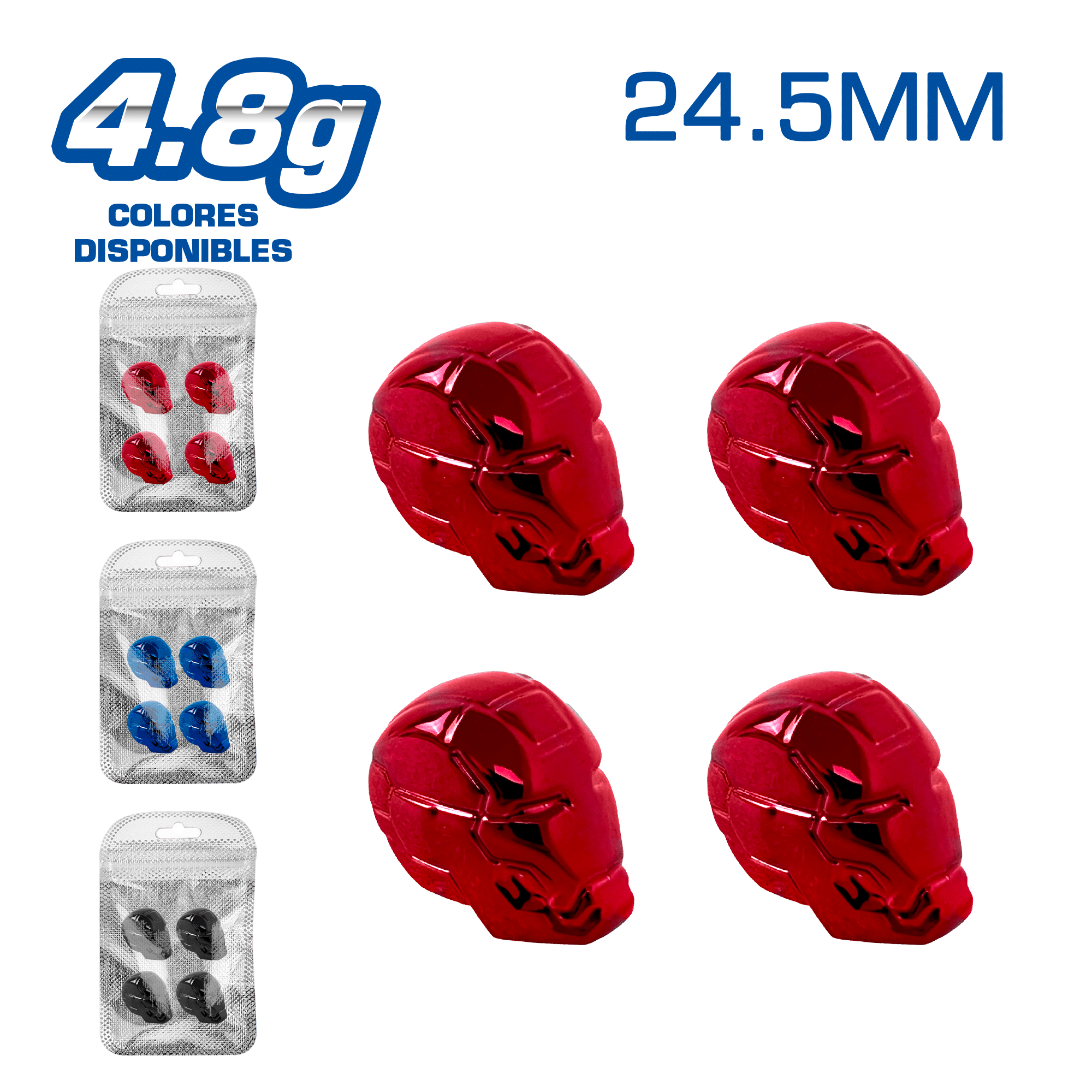 TAPA DE VALVULA DEPOR 24.5MM CASCO 4PCS/BOLSA -COLORES