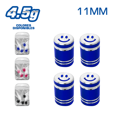 TAPA DE VALVULA DEPOR 11MM SMILE 4PCS/BOLSA -COLORES