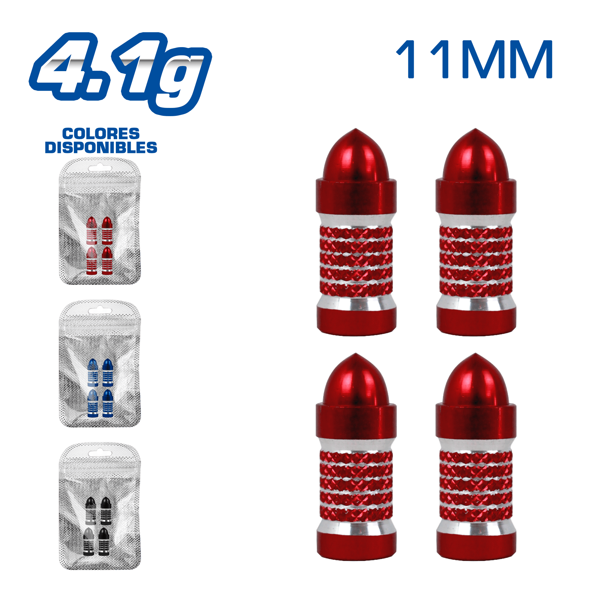 TAPA DE VALVULA DEPOR 11MM 4.1G 4PCS/BOLSA -COLORES