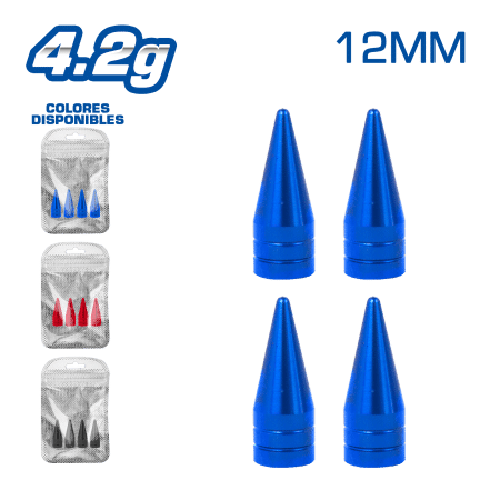 TAPA DE VALVULA DEPOR 12MM CONICO 4PCS/BOLSA -COLORES