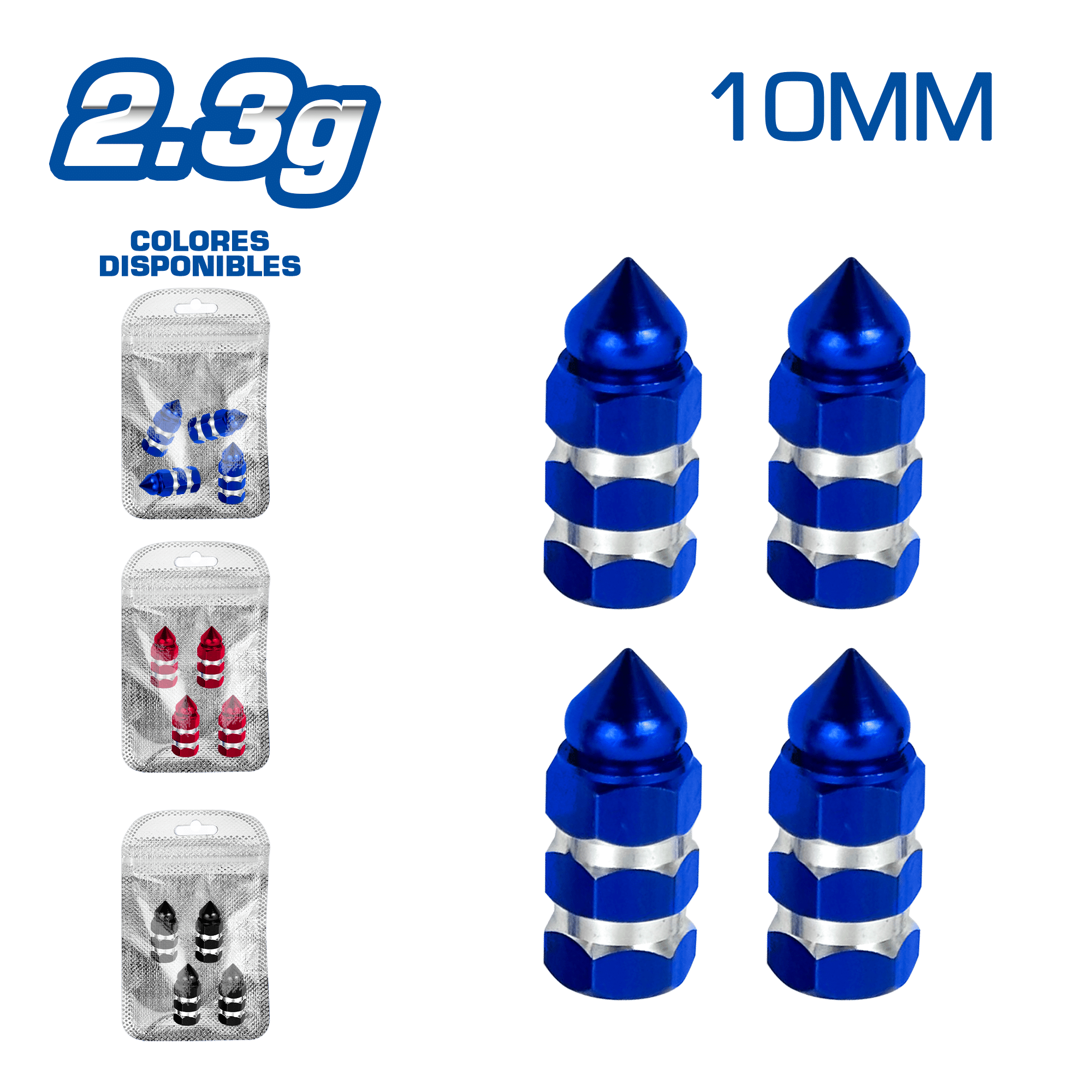 TAPA DE VALVULA DEPOR 10MM MEC 4PCS/BOLSA -COLORES