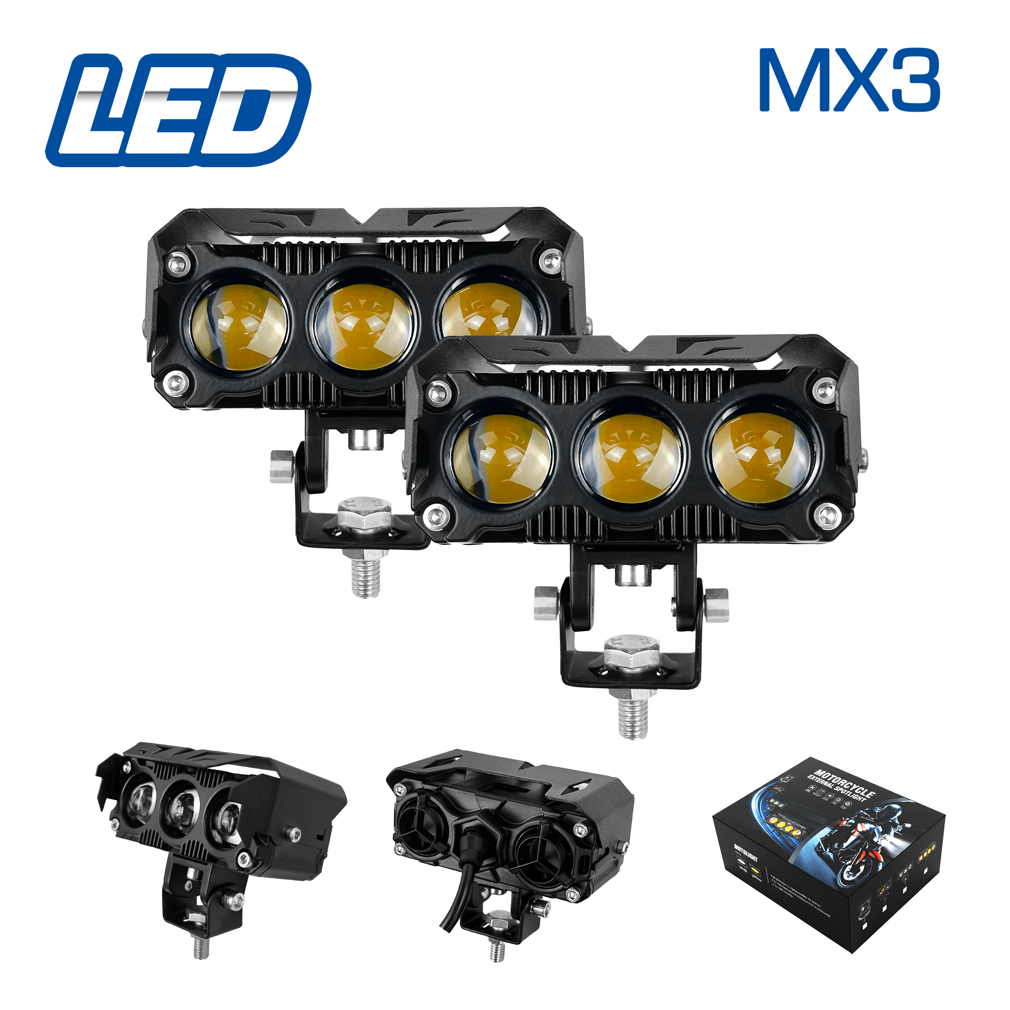 LUZ LED DEPORTIVA MOTO BLANCO AMARILLO MX3