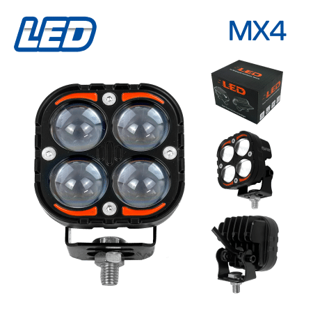 LUZ LED LENTE FOCAL ALTA/BAJA MX4 MOTO TREVOL DUO COLOR PRO