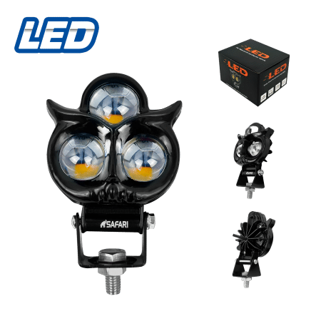 FOCO LED MOTO TIPO-BUHO 3 LEDS ALTA Y BAJA