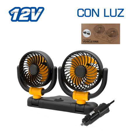 VENTILADOR 12V 4.5" DUAL CONEX. CIGARRERA CON BASE