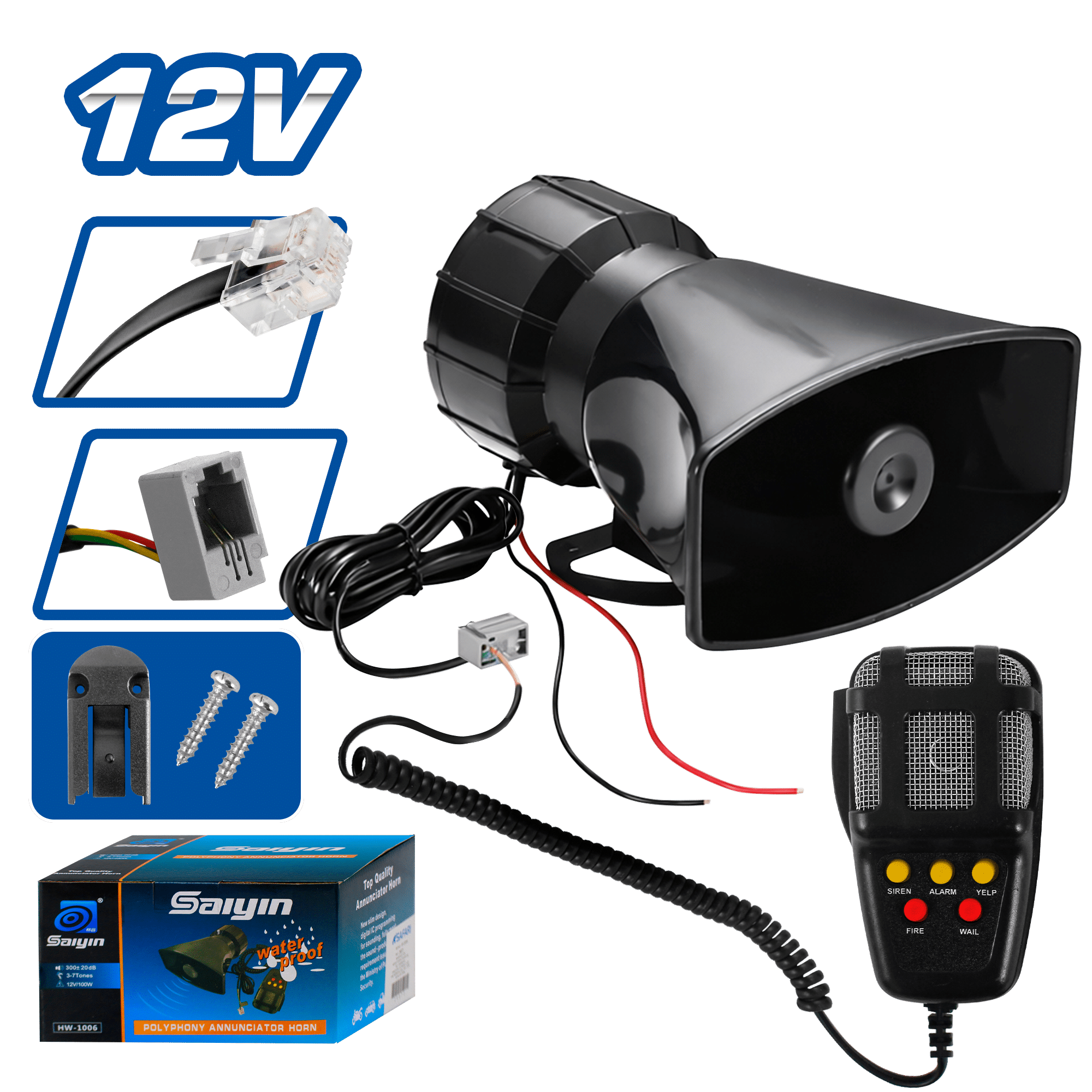 SIRENA POLICIAL MULTI FUNCIONES CON MICROFONO