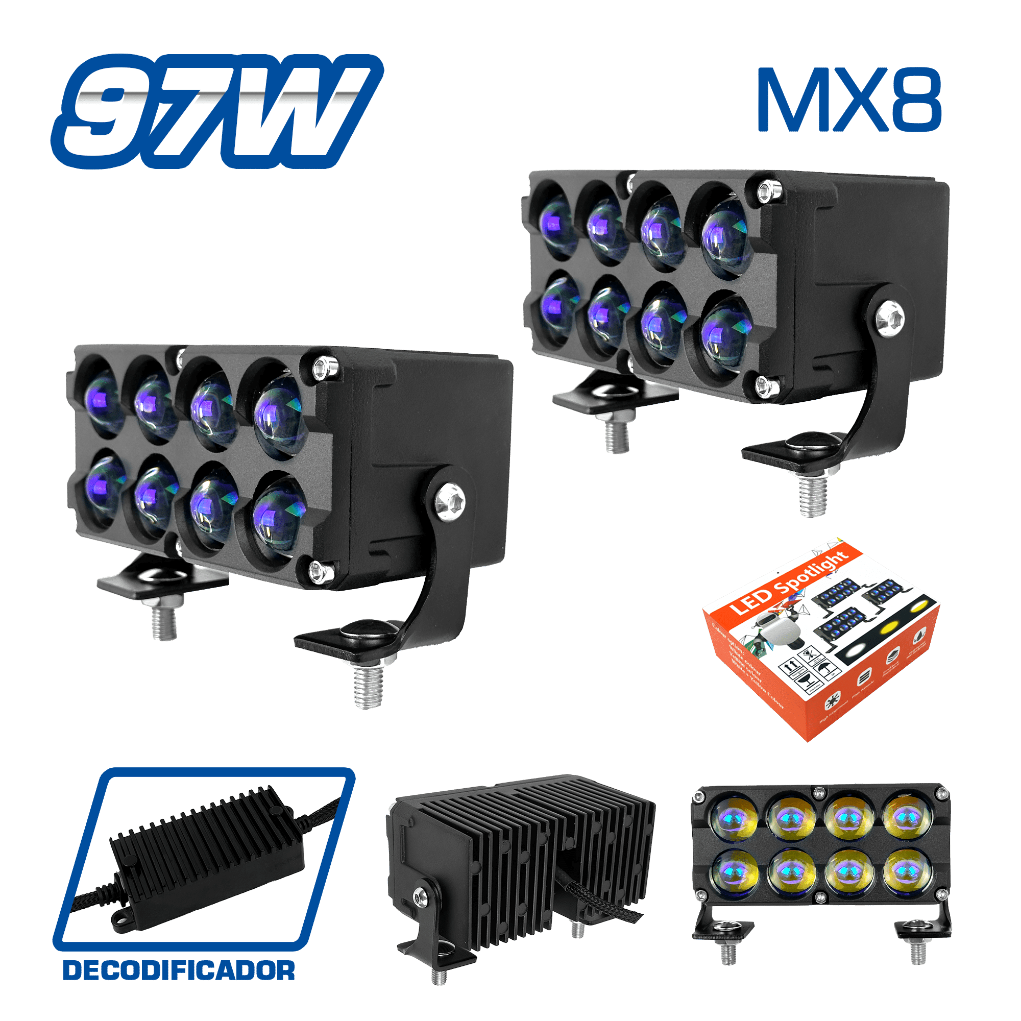 LUZ LED BLUE-FILM 97W 12-36V BLANCO/AMARILLO/MIXTO STROBO MX8