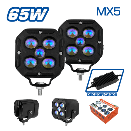 LUZ LED BLUE-FILM 3'' 12-36V 65W BLANCO/AMARILLO MX5 CUADRADO