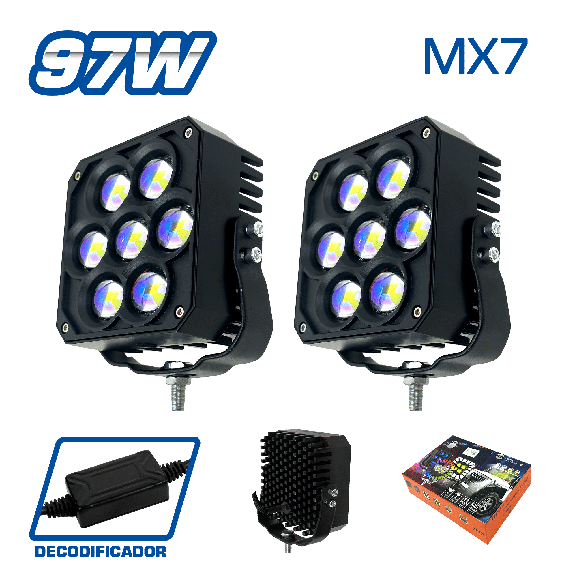 LUZ LED BLUE-FILM 12-36V 97W BLANCO/AMARILLO MX7 CUADRADO