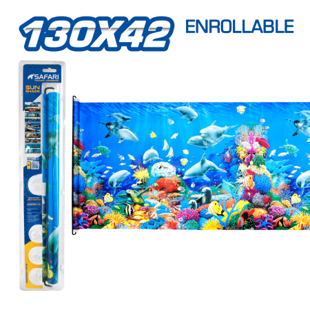TAPASOL ENROLLABLE 130X42CM DISEÑO ARRECIFE MARINO