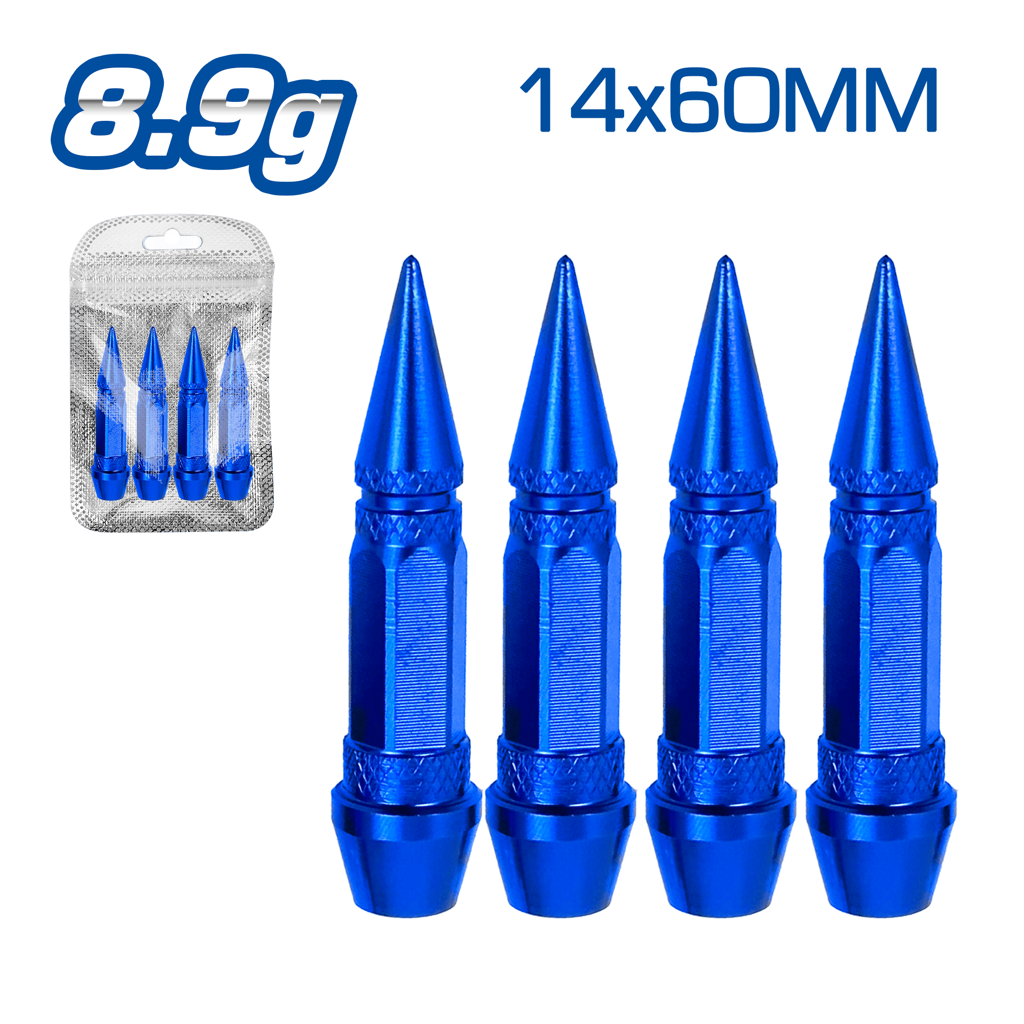 TAPA DE VALVULA DEPOR 14X60MM 8.9G 4PCS/BOLSA -AZUL
