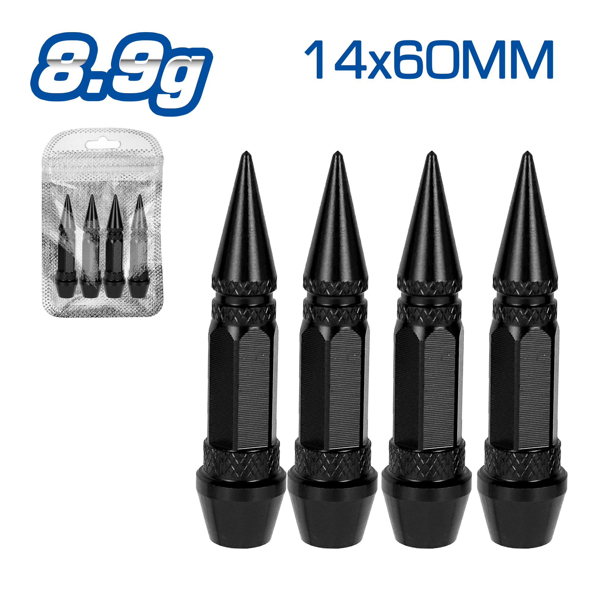 TAPA DE VALVULA DEPOR 14X60MM 8.9G 4PCS/BOLSA -NEGRO