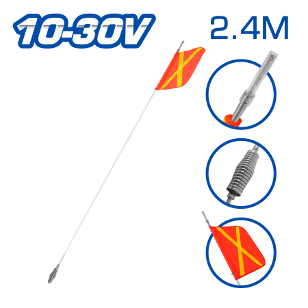 PERTIGA 10-30V LED ROJO PUNTA 8PIES (2.4M)