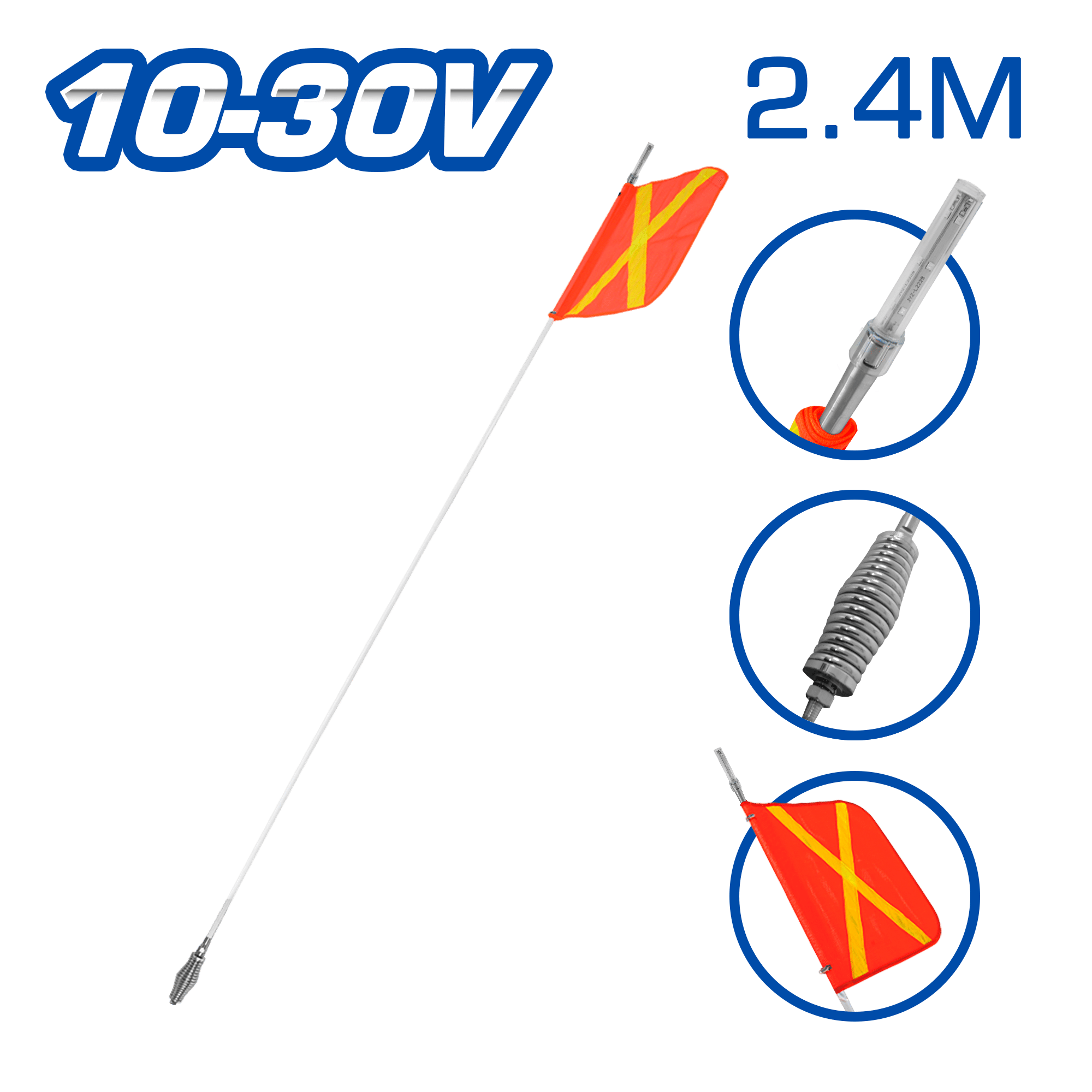 PERTIGA 10-30V LED ROJO PUNTA 8PIES (2.4M)