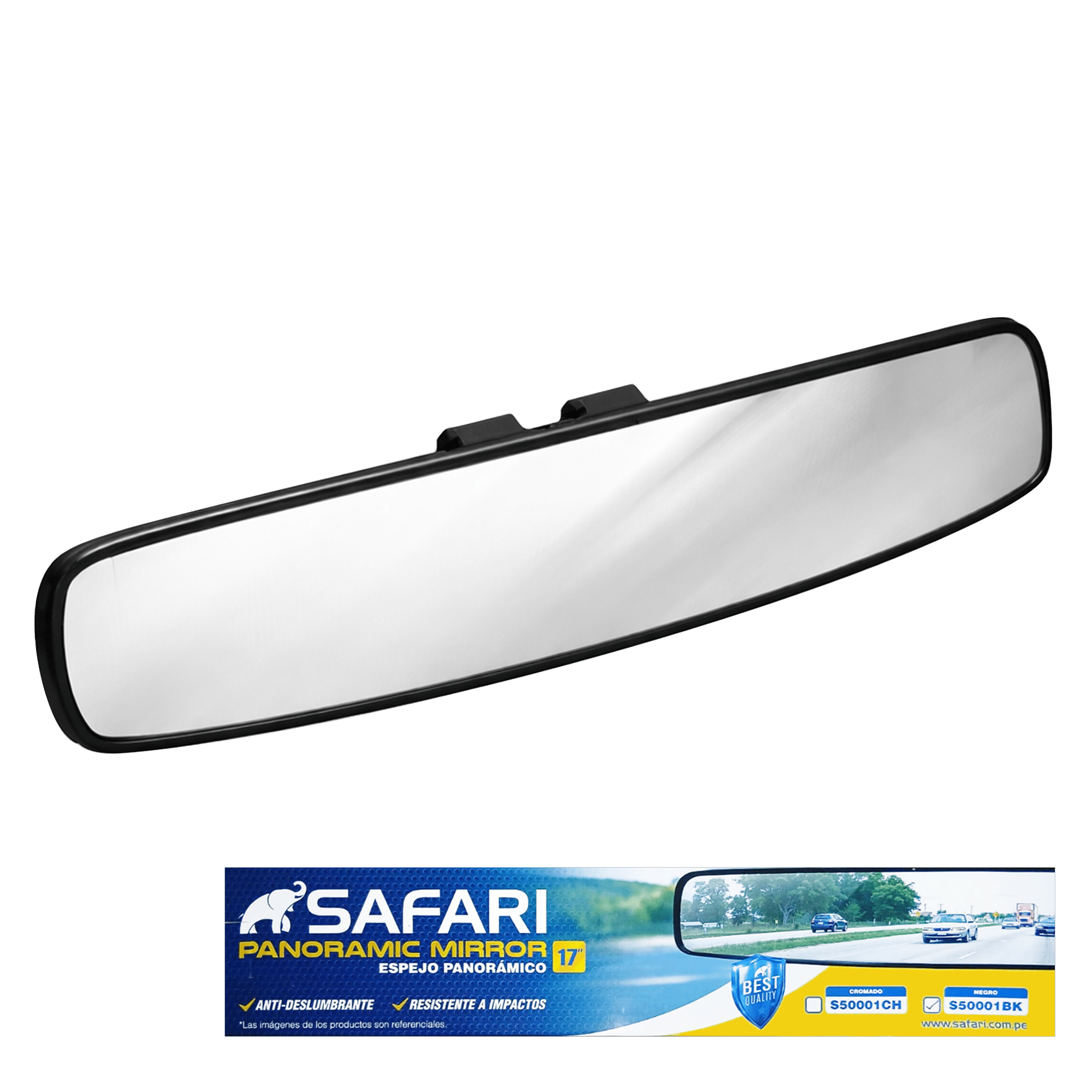 ESPEJO PANORAMICO 17PULG MARCO NEGRO