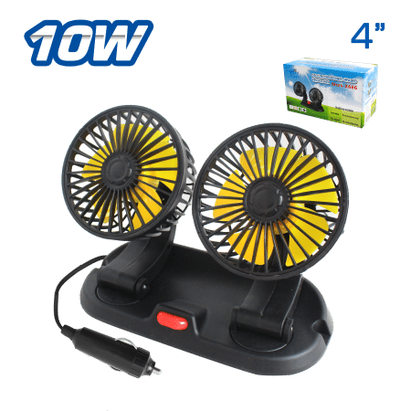 VENTILADOR DOBLE 10W 4’’X2 CONEX. CIGARRERA CON BASE