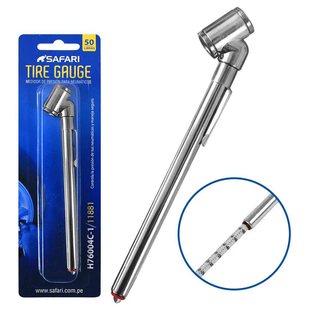 MEDIDOR DE AIRE 06-50PSI C/CLIP CABEZAL DOBLE REGLA DE ALUMINIO