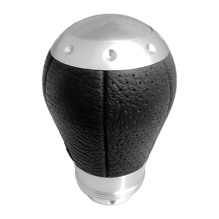 PERILLA DE CAMBIO ALUMINIO CUERO NEGRO