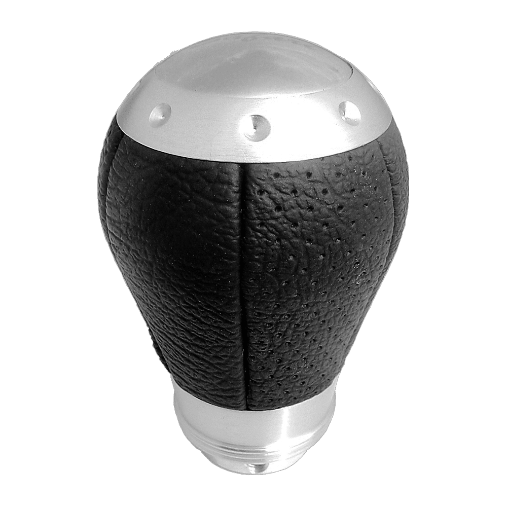 PERILLA DE CAMBIO ALUMINIO CUERO NEGRO