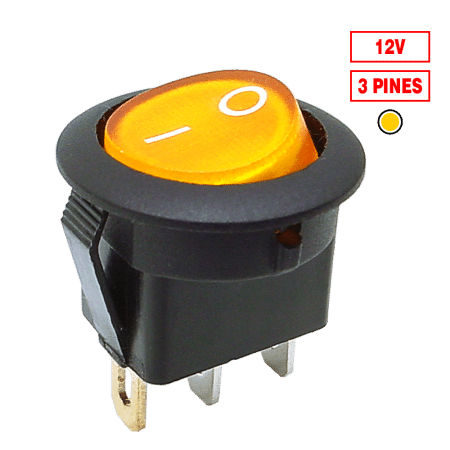 SWITCH 12V C/LUZ X 10PZS AMBAR