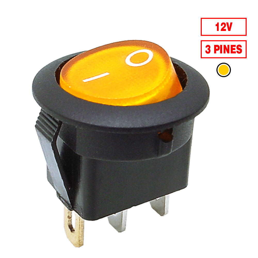SWITCH 12V C/LUZ X 10PZS AMBAR