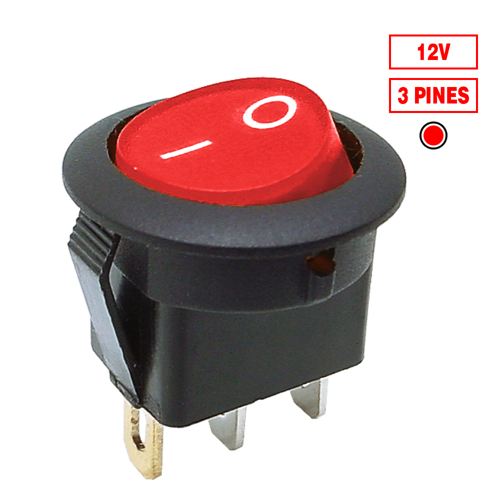 SWITCH 12V C/LUZ X 10PZS ROJA
