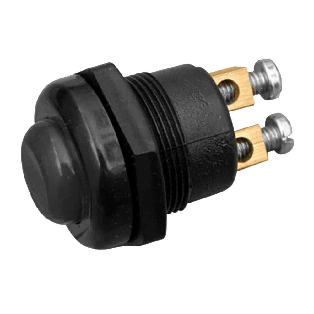 BOTON PULSADOR D22MM 12V/24V ROSACA PLAST NEGRO