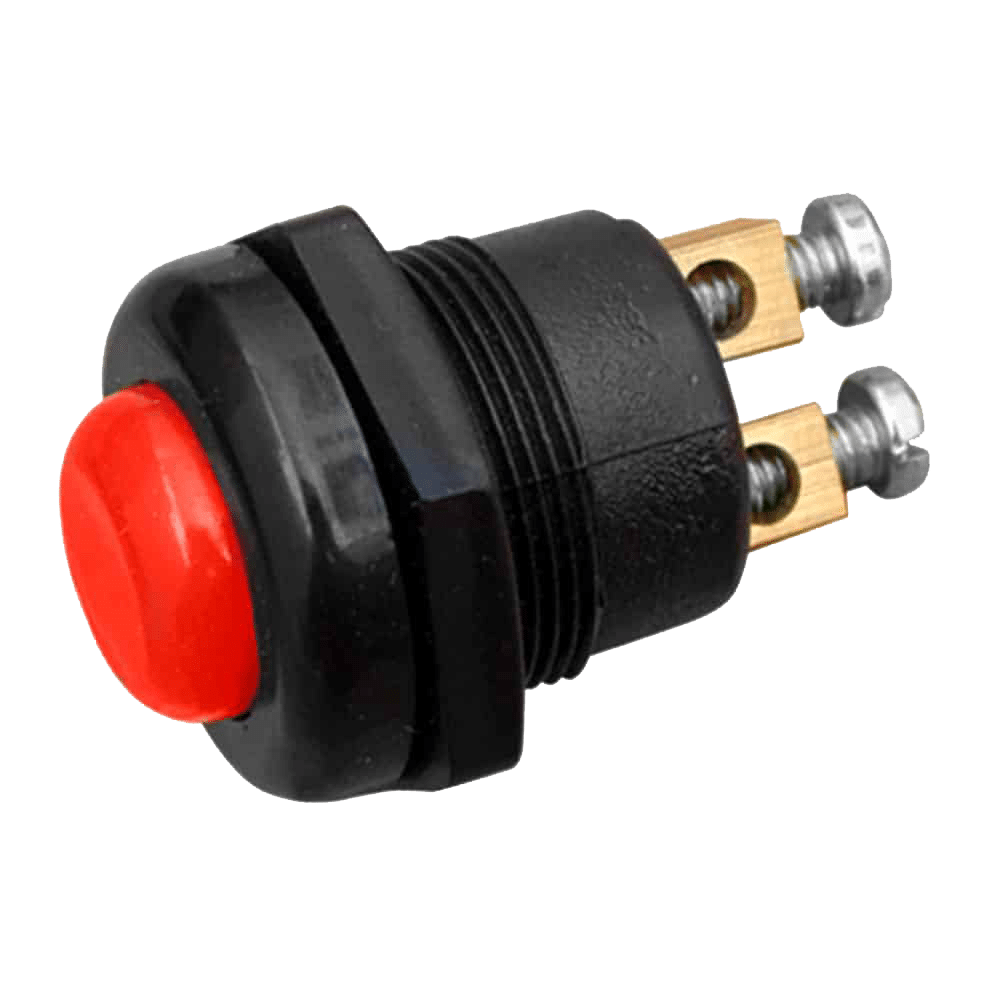 BOTON PULSADOR D22MM 12V/24V ROSACA PLAST ROJO
