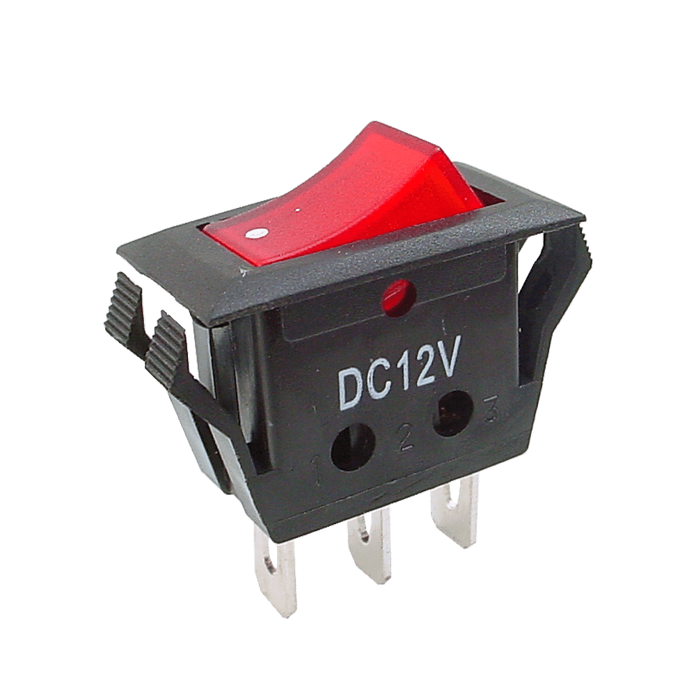 SWITCH C/LUZ ON-OFF 12V 3PIN 4CLIPS ROJO x 10PZS