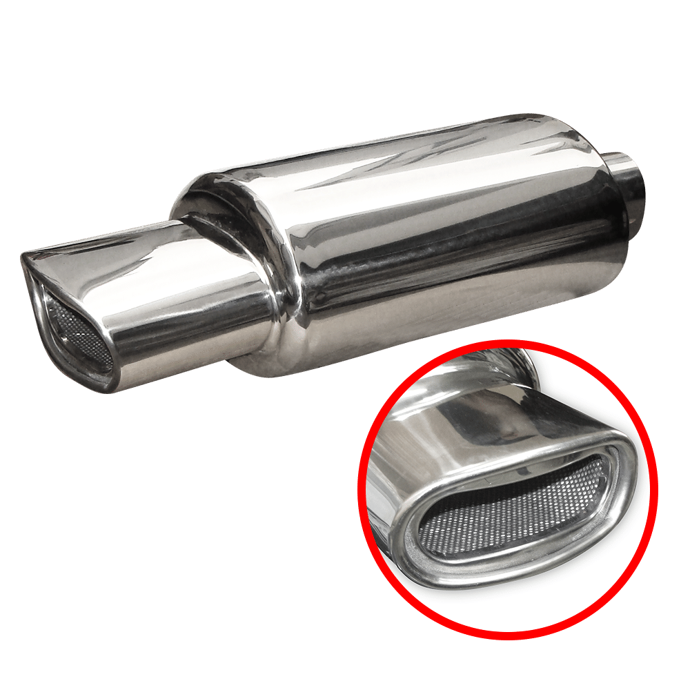 MUFLE SILENCIADOR ACERO INOX C/TUBO DEPORTIVO CROMADO 55CM