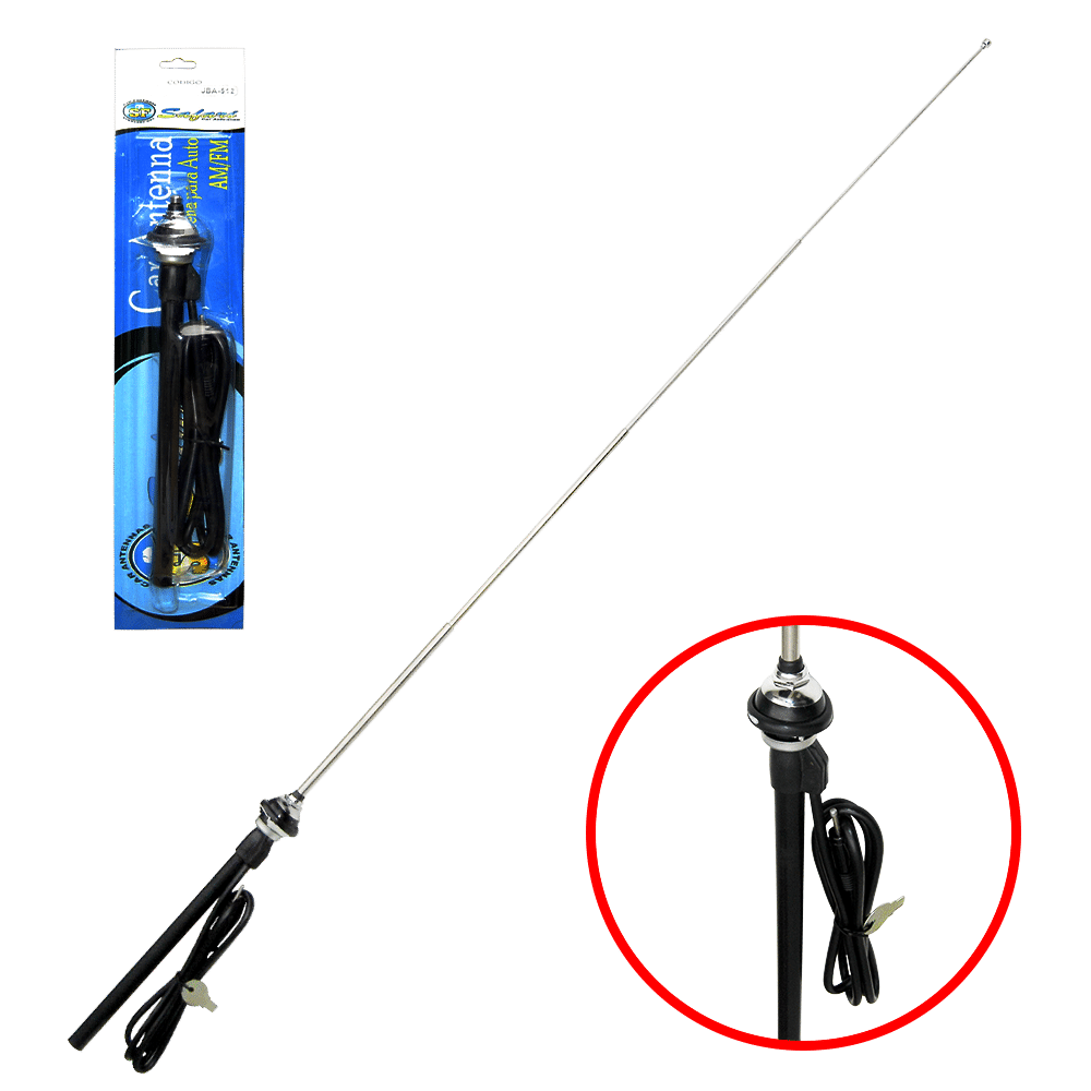 ANTENA AM/FM 72CM 4SECCIONES UNIVERSAL CROMADA + CABLE