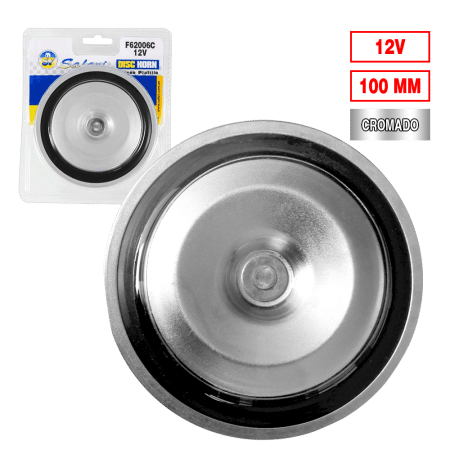 CLAXON PLATILLO CROMADO 12V 100MM