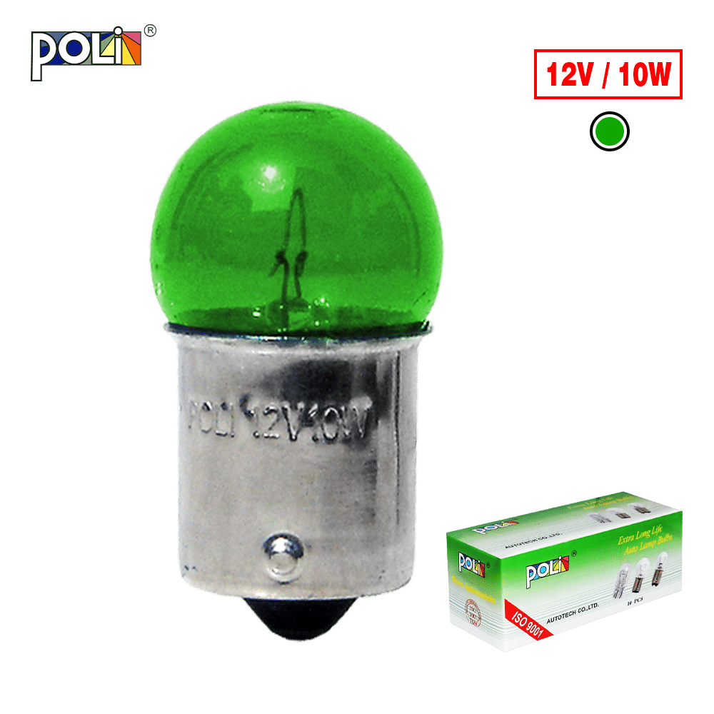FOCO BOMBILLA G18 12V 10W BA15S VERDE X10PZS