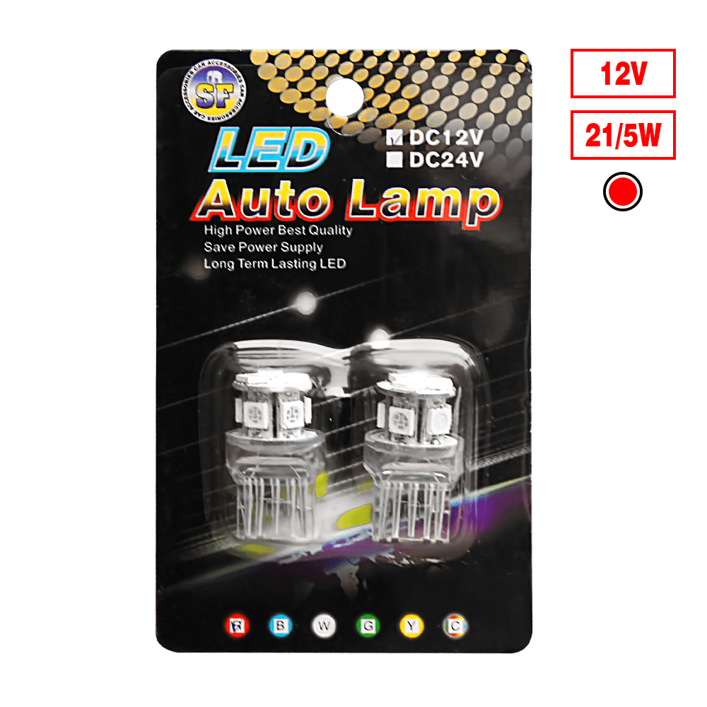 FOCO LED T20-8SMD 12V W21/5 ROJO