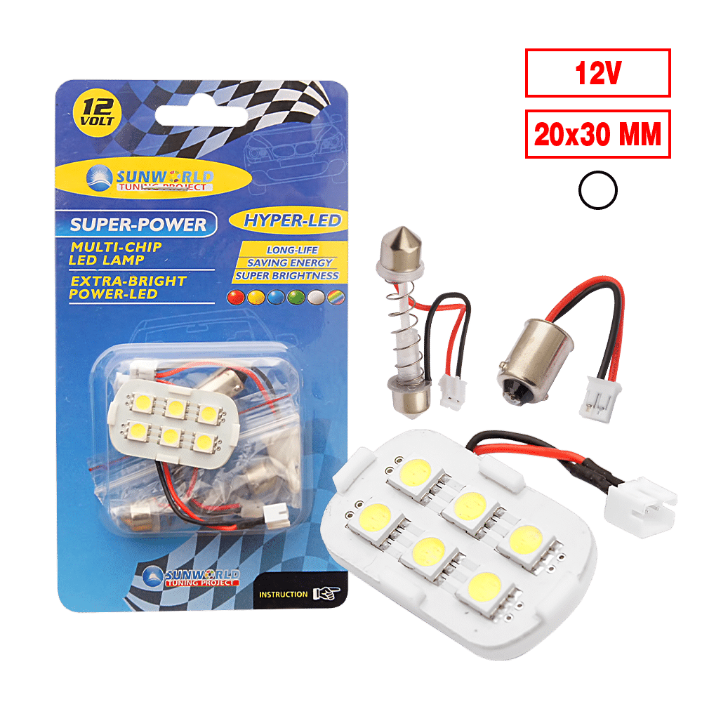 FOCO LED 12V 20X30MM-6SMD 3CHIPS 2X3 12V BLANCO