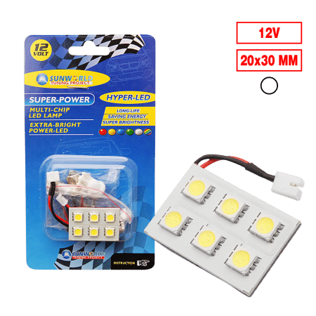 FOCO LED 12V 20X30MM-6SMD 3CHIPS 2X3 12V BLANCO