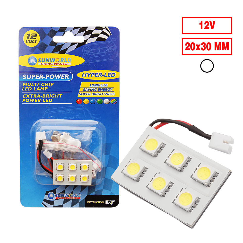 FOCO LED 12V 20X30MM-6SMD 3CHIPS 2X3 12V BLANCO