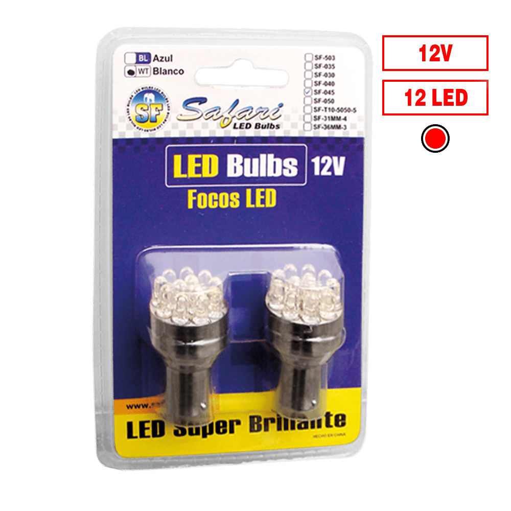 FOCO LED 12PCS 1156-12Q P21W 12V ROJO
