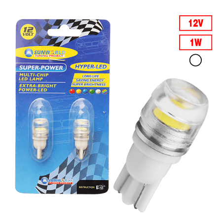 FOCO LED T10-1SMD/7080 1WX2 12V BLANCO