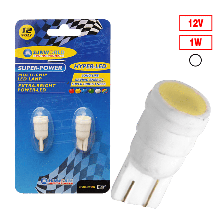 FOCO LED T10-1SMD/7080 2CHIPS 12V BLANCO