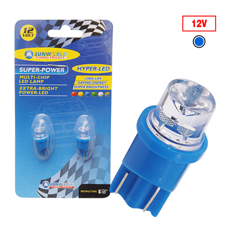 FOCO LED T10 12V FLASH CONCAVO AZUL