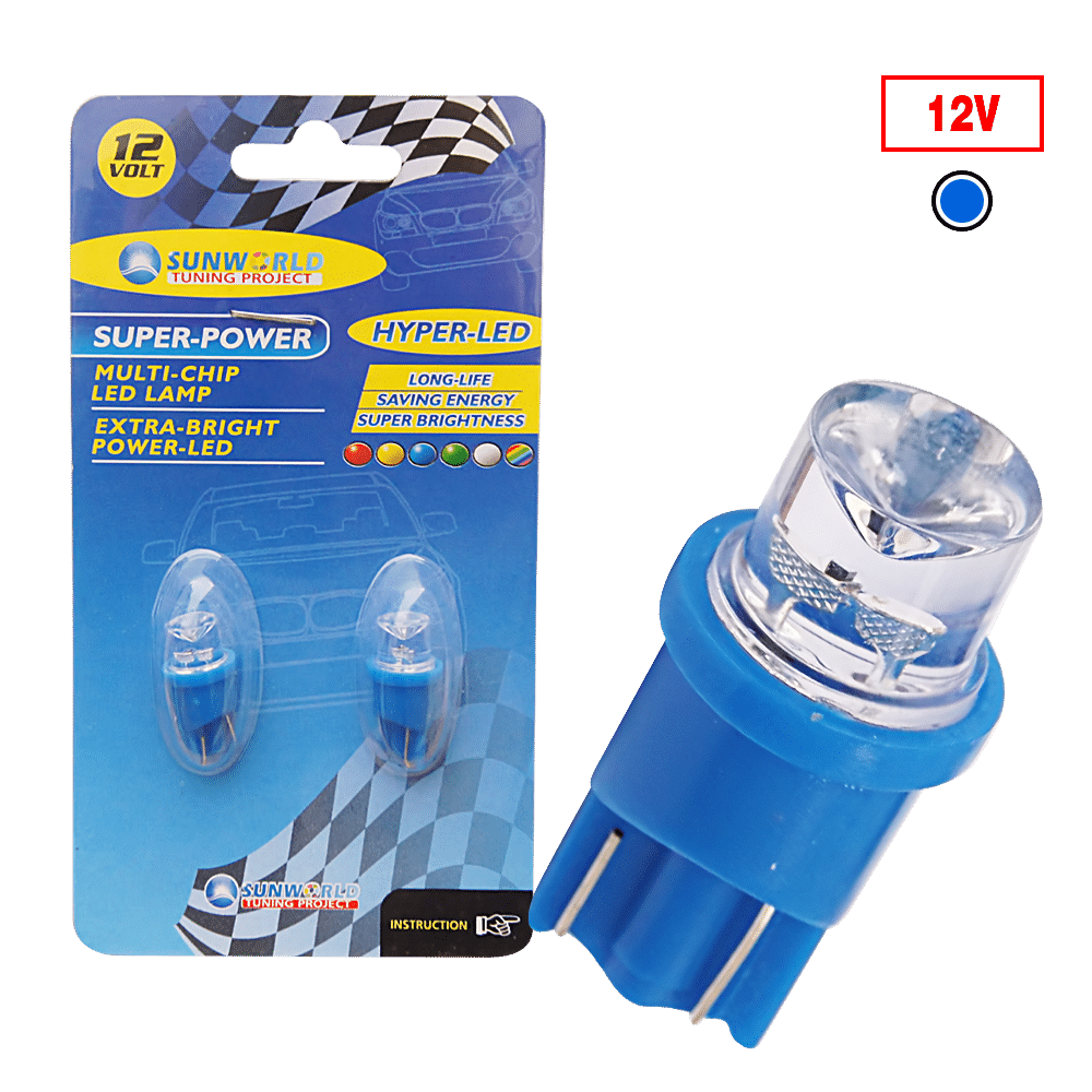 FOCO LED T10 12V FLASH CONCAVO AZUL