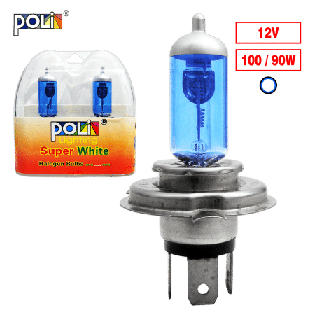 FOCO HALOGENO H4 12V 100/90W P/43T SUPER WHITE X2P
